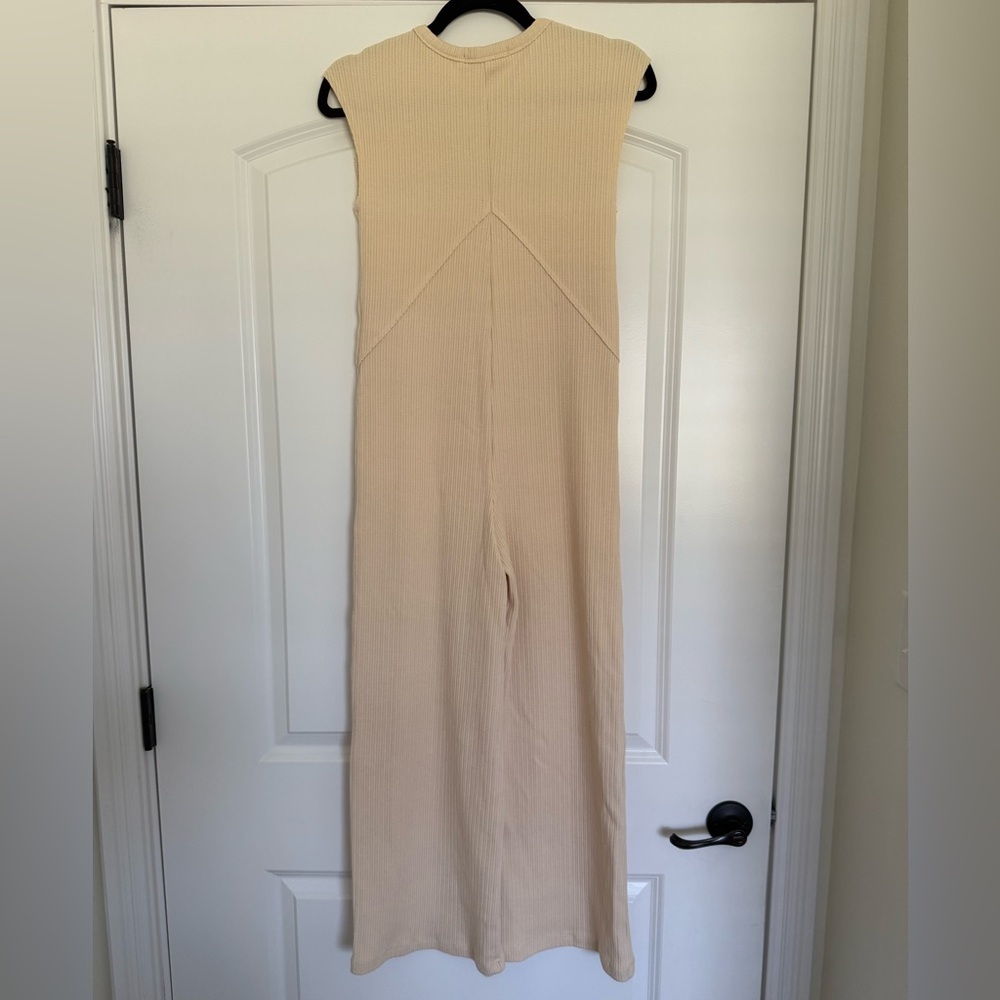 NWOT Project Social T See Me Seamed Pointelle Jumpsuit Cream, size XS - Picture 4 of 6